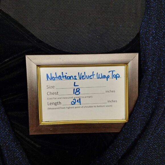 Notations Velvet Layered Blouse Christmas Party Blue Sparkle Shiny Womens Large - Picture 6 of 7